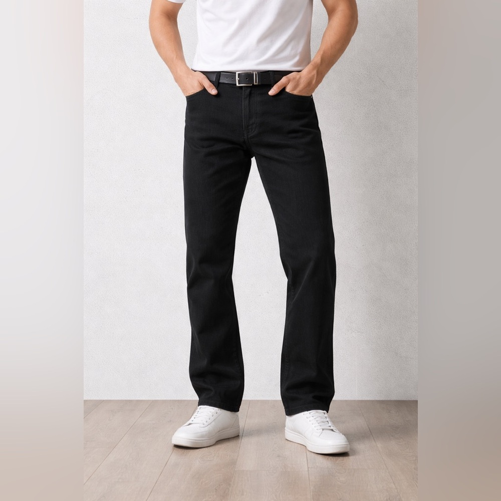 ANANKE Jet Black Stretch Jeans Style men’s Size 42 Regular Straight Leg‎ Pants